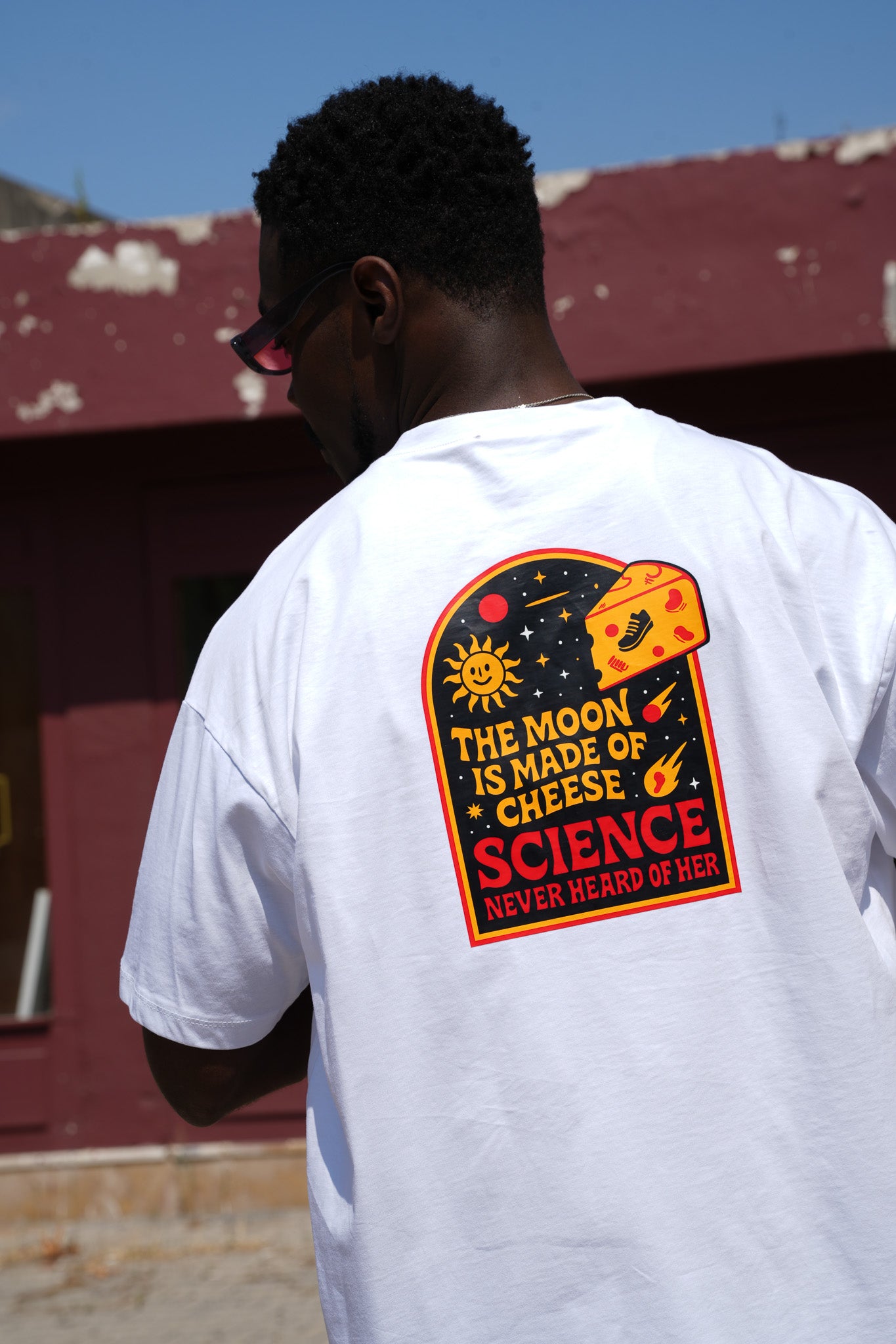 Baskılı Bisiklet Yaka Kısa Kollu Beyaz Unisex Tişört