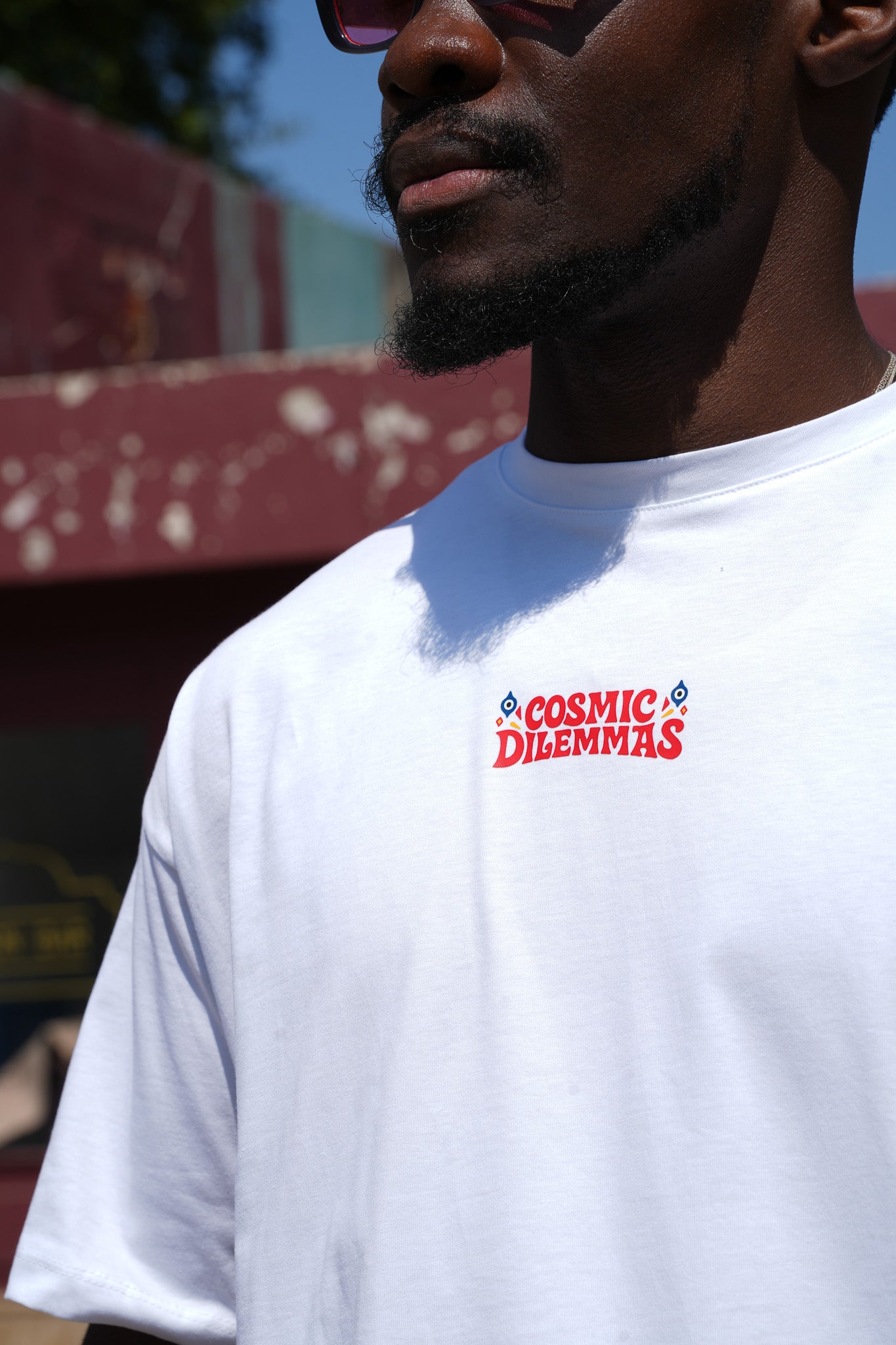 Baskılı Bisiklet Yaka Kısa Kollu Beyaz Unisex Tişört