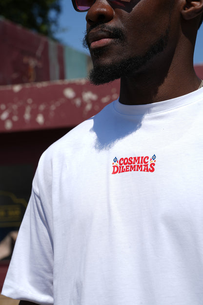 Baskılı Bisiklet Yaka Kısa Kollu Beyaz Unisex Tişört