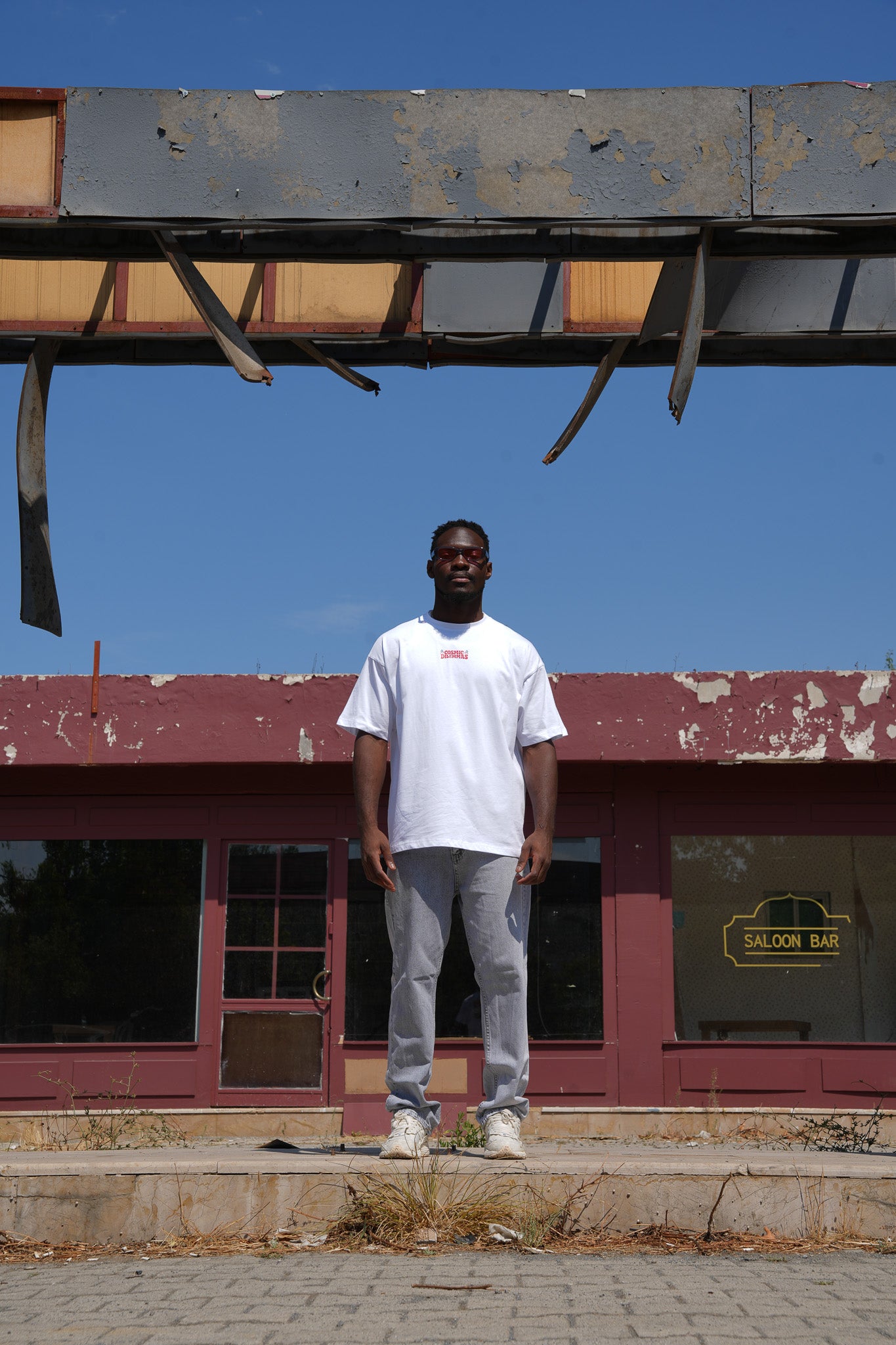 Baskılı Bisiklet Yaka Kısa Kollu Beyaz Unisex Tişört