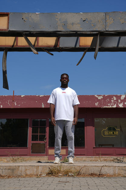 Baskılı Bisiklet Yaka Kısa Kollu Beyaz Unisex Tişört