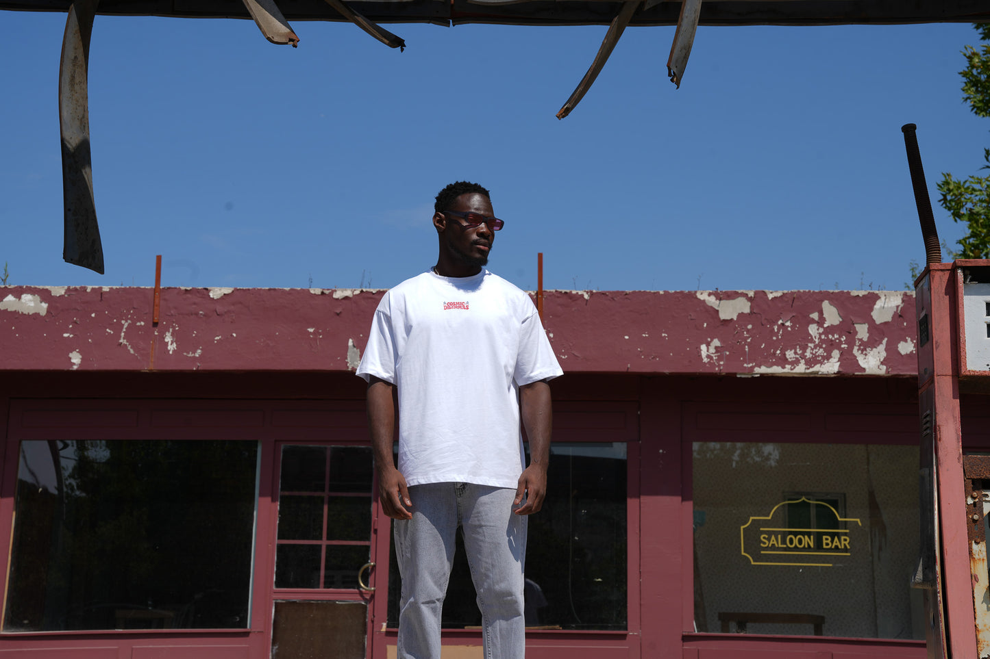 Baskılı Bisiklet Yaka Kısa Kollu Beyaz Unisex Tişört